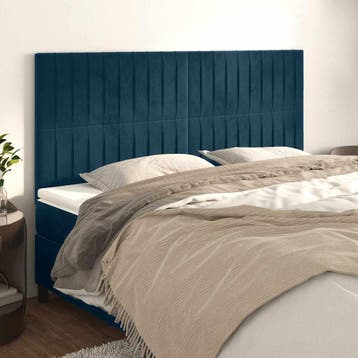 vidaXL Hoofdbord donkerblauw 180x5x118/128 cm fluweel, Verzenden, Nieuw, Blauw, Stof