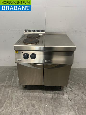 RVS Zanussi 2 pits Elektrisch Fornuis met werkunit 80 cm, Ophalen of Verzenden, Gebruikt