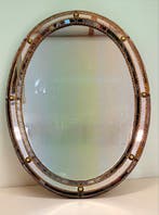 Spiegel- ovalvormig - Hout, Kristal - Venetiaanse stijl, Antiek en Kunst