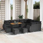vidaXL Tuin Sofa Set met kussen met opslag 13 pcs Zwart Poly, Tuin en Terras, Verzenden, Nieuw, Rotan, 3 zitplaatsen