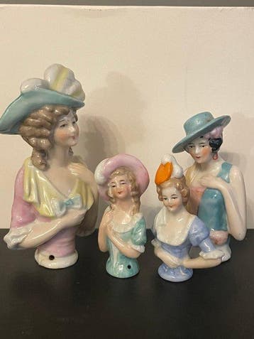 Beeldje - Porcelain half-dolls (set of 4) (4) - Porselein