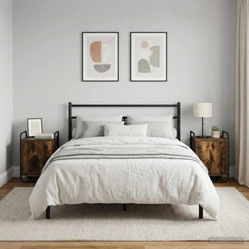 vidaXL Nachtkastje 2 st Gerookt eiken Bewerkt hout, Minder dan 45 cm, Verzenden, Nieuw, Minder dan 55 cm