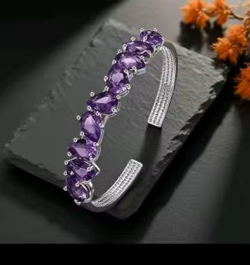 Zonder minimumprijs - Armband Zilver Amethist - Grote, Sieraden, Tassen en Uiterlijk, Nieuw