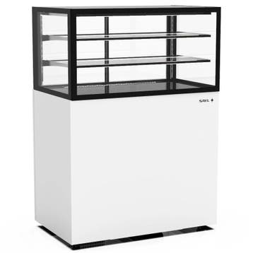 Neutrale Vitrine | INTEGRA | Wit/Zwart | 3 Niveaus | Wielen, Verzenden, Nieuw in verpakking