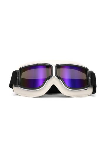 KIMU® Goggles Motorbril Skibril Bril Wit Montuur Blauwe Spie, Kleding | Heren, Ophalen of Verzenden, Nieuw, Overige maten, Carnaval