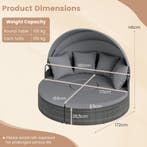 LIVSK Patio Rond Bed met Uitschuifbaar Zonnescherm - Handgew, Huis en Inrichting, Verzenden, Nieuw