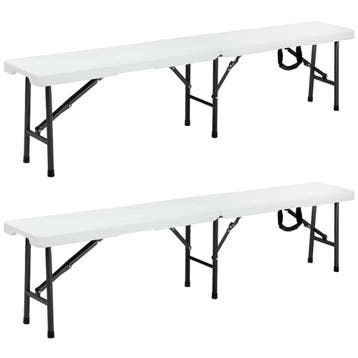 Bierbanken set van 2 stuks Kunststof Wit - 180cm (Tafels), Verzenden, Nieuw