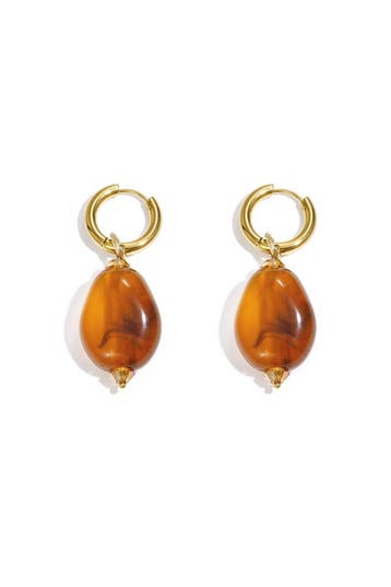 Oorbellen met asymmetrische kraal - Amber, Verzenden, Nieuw