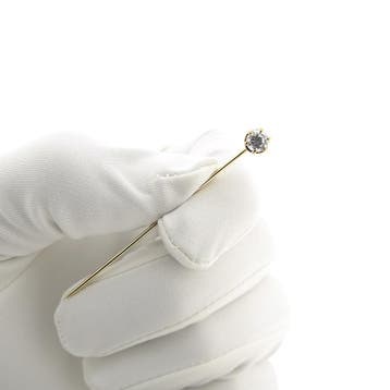 Gouden reversspeld met zirconia, Sieraden, Tassen en Uiterlijk, Broches, Gebruikt, Ophalen of Verzenden, Met edelsteen, Goud