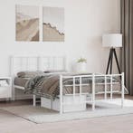 vidaXL Bedframe met hoofd- en voeteneinde metaal wit 120x200, Huis en Inrichting, Slaapkamer | Bedden, Verzenden, Wit, Nieuw, Twijfelaar