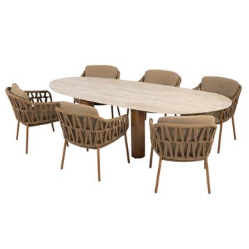 Estate Biarritz dining tuinset 240x105xH75 cm mango 7 delig, Tuin en Terras, Tuinsets en Loungesets, Ophalen of Verzenden, Nieuw