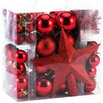 Kerstboomballen kunststof kleur Rood set van 77 stuks, Verzenden, Nieuw