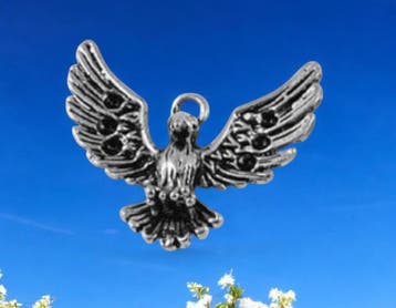 2 x Metalen bedel van een adelaar of valk, antiek zilverk..., Ophalen of Verzenden, Nieuw, Kraal