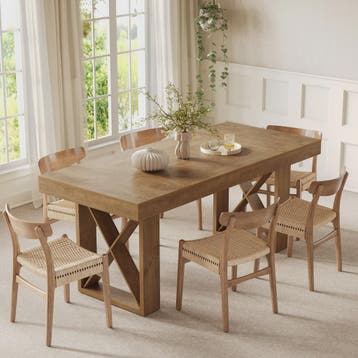Eettafel 63 Inch Farmhouse Stijl - Bruin Hout - Geschikt voo, Verzenden, Nieuw
