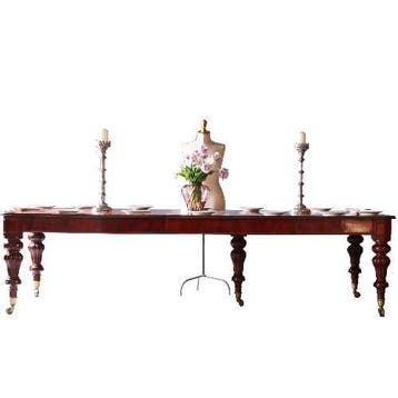 Smetteloze Lange tafel wind out table met slinger ca 1850  t, Antiek en Kunst, Ophalen of Verzenden