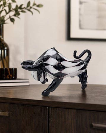 sculptuur, Taurus - schaakpatroon - 24 cm - Glas