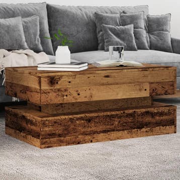 vidaXL Salontafel met LED-verlichting 90x50x40 cm oud, 50 tot 100 cm, Verzenden, Nieuw, 50 tot 100 cm