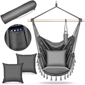 Tillvex® Hangstoel - Binnen & Buiten - Tot 150kg - 2 Kussens, Verzenden, Zo goed als nieuw