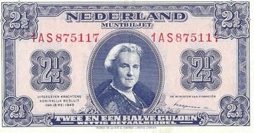 Bankbiljet 2,5 gulden 1945 Wilhelmina II Prachtig, Verzenden