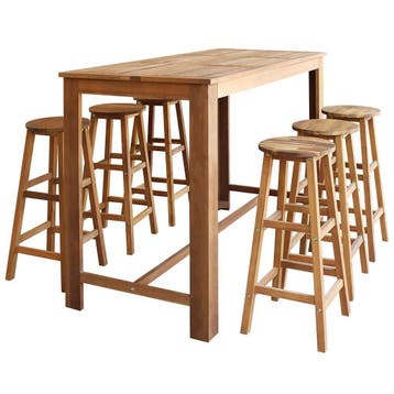 vidaXL 7-delige Bartafel en -krukkenset massief acaciahout, Verzenden, Nieuw