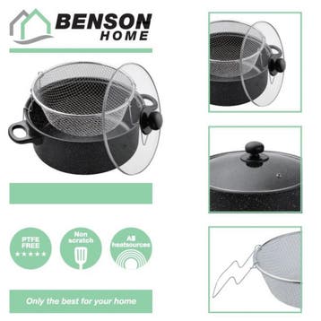Benson Frituurpan met korf - Carbonstaal - Marmer coating..., Ophalen of Verzenden, Nieuw