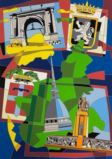 Ugo Nespolo (1941) - Torino - Aosta, Antiek en Kunst