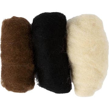Gekaarde Wol, diverse kleuren, 3x10 gr/ 1 doos, Nieuw