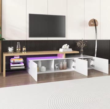TV-meubel 197,5 cm – Modern lowboard met LED en deuren, Verzenden, Nieuw