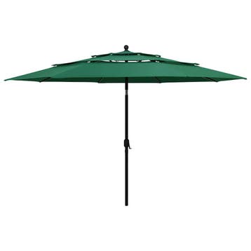 vidaXL Parasol 3-laags met aluminium paal 3,5 m groen, Verzenden, Nieuw, 3 tot 4 meter