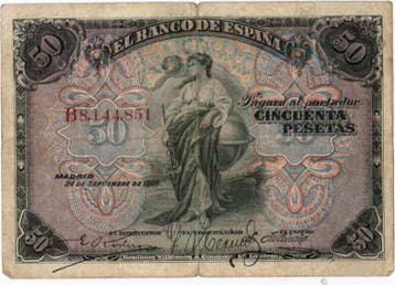 Espagne Spanien – Pick 58 50 Pesetas 24/09/1906, Verzenden