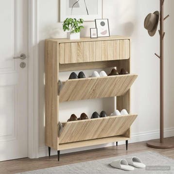 vidaXL Schoenenkast ZWOLLE 78 x 24 x 103 cm Bewerkt hout, Huis en Inrichting, Verzenden, Nieuw