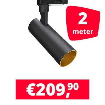 *TIP* LED Railverlichting Meteora Zwart 2 spots + 2M rails, Ophalen of Verzenden