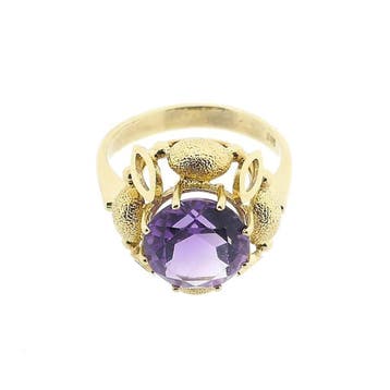 Vintage gouden ring met amethist, Gebruikt, Ophalen of Verzenden, 17 tot 18, Met edelsteen