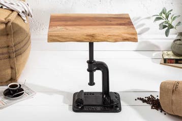Authentieke bijzettafel FACTORY 43cm massief acaciahout, Huis en Inrichting, Tafels | Sidetables, Ophalen of Verzenden, Nieuw
