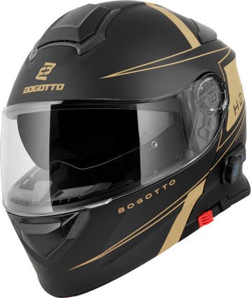Bogotto H271 Taog Bluetooth Helm Zwart Goud, Motoren, Systeemhelm, XXL, Nieuw met kaartje, Overige merken