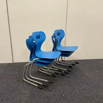 HaBa schoolstoelen, stapelstoel, zithoogte 35 cm, Blauw -, Ophalen of Verzenden, Gebruikt, Blauw, Eén