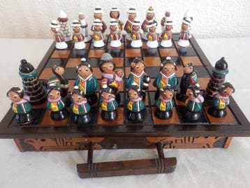 Schaakspel - Bolivië terracotta en hout