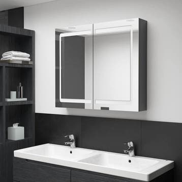 vidaXL Badkamerkast met spiegel en LED 80x12x68 cm glanzend, Verzenden, Nieuw