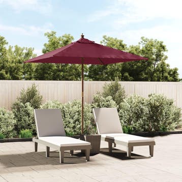 vidaXL Parasol met houten paal 198x198x231 cm bordeauxrood, Verzenden, Nieuw, 1 tot 2 meter