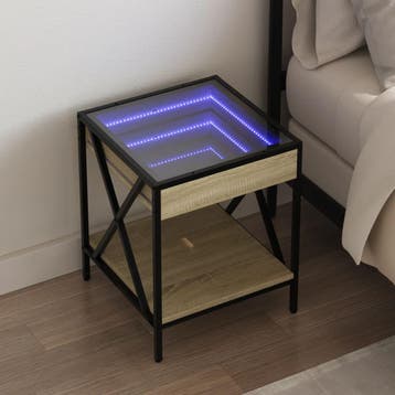 vidaXL Nachtkastje met Infinity LED 40x40x49 cm sonoma, Verzenden, Nieuw, Hout
