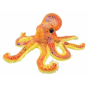 Wildplanet octopus knuffel - pluche - oranje glitter - 25, Kinderen en Baby's, Speelgoed | Knuffels en Pluche, Verzenden, Nieuw