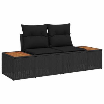 vidaXL Tuinbank Zwart 184 x 62 x 85cm poly rattan, Verzenden, Nieuw, Rotan