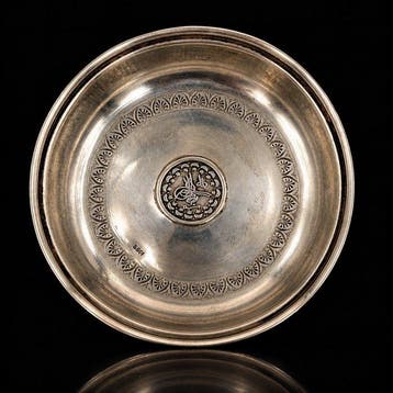 Bord - .900 zilver - Ottomaanse Henna-schotel, Antiek en Kunst