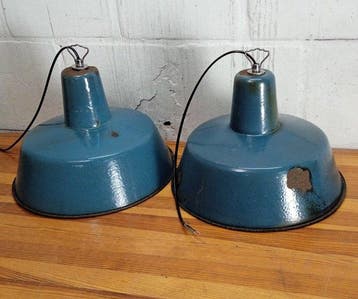 Plafondlamp - Vintage industriële emaille-fabriek hanglampen