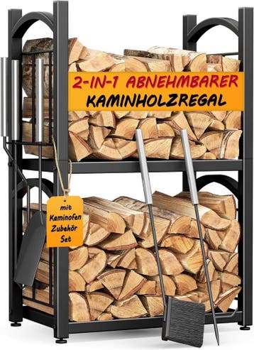 Haardstel 5-delig incl. rek | 29% Korting, Ophalen of Verzenden, Nieuw, Vrijstaande haard, Houthaard