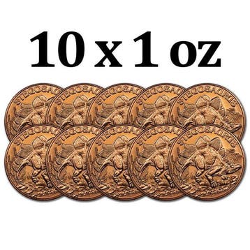 Verenigde Staten. 10 x 1 oz Stegosaurus 999 Fine Copper