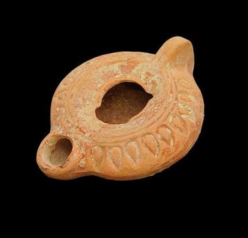 Oud-Romeins Terracotta Versierde olielamp - 90 mm (Zonder