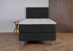 ACTIE! 1-Persoons boxspring Pamplona 90 200 Zwart, 90 cm, Eenpersoons, Verzenden, Zwart