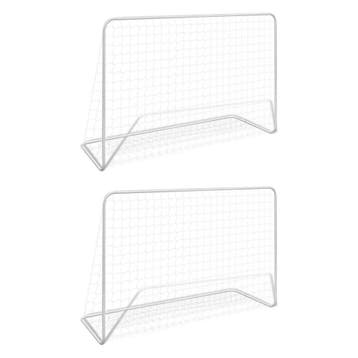 vidaXL Voetbaldoelen 2 st met netten 182x61x122 cm staal wit, Verzenden, Nieuw