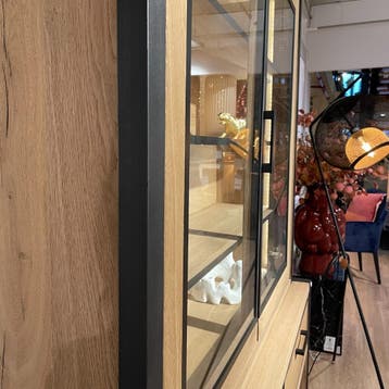 Metalo Buffetkast 2 Glasdeuren + 2 Laden - Henders en Hazel, Huis en Inrichting, Ophalen of Verzenden, Nieuw, 100 tot 150 cm, Modern